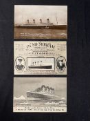 R.M.S. TITANIC: E. A. Bragg Cornish Riviera series postcard, plus two others. (3)