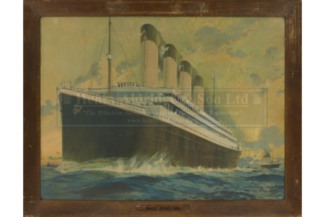 R.M.S. TITANIC: Montague Birrel Black, (1884-1940). Extremely rare and iconic lithographic pre-