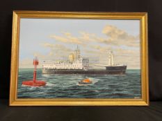 MARITIME ART: 20th Century English School Simon Fisher original oil on canvas of The Mermaid at sea,