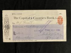R.M.S. TITANIC: Titanic Relief Fund cheque to Mrs J. Parsons.
