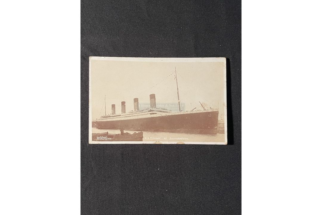 R.M.S. TITANIC: Unusual Willsteed of Southampton real photographic postcard of Titanic.