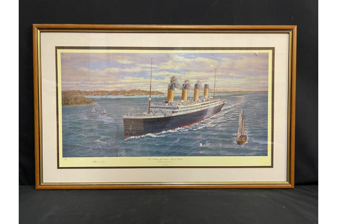 MARITIME PRINTS: Simon Fisher limited edition artist proof. 'The Titanic off Cowes Isle of Wight',