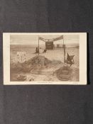 R.M.S. TITANIC: Rare real photo postcard of a memorial to Titanic victims at Bournemouth beach in