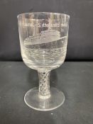 CUNARD: Stuart Crystal Queen Elizabeth II Maiden Voyage crystal goblet. Limited edition of 2000