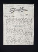 R.M.S. TITANIC: THE PASTOR JOHN HARPER ARCHIVE. Superb three page letter handwritten by John