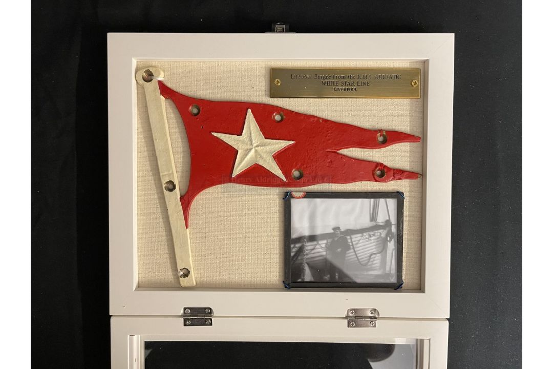 WHITE STAR LINE: Brass lifeboat plaque taking the form of the White Star burgee with later