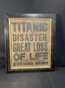 R.M.S. TITANIC: Newspaper promotional advertising sheet section 'Titanic Disaster Great Loss of