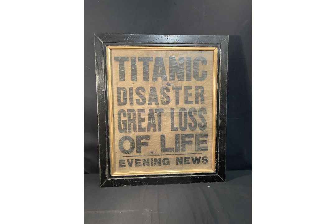 R.M.S. TITANIC: Newspaper promotional advertising sheet section 'Titanic Disaster Great Loss of