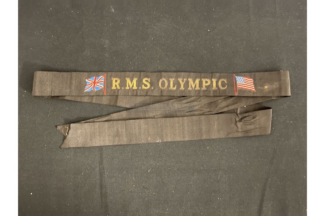 WHITE STAR LINE: Rare R.M.S. Olympic silk gala ribbon. 42ins.