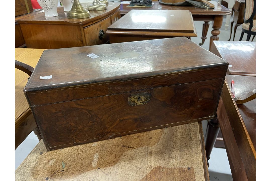 19th cent. Mahogany writing slope, inset brass plaque and fitted interior. 19ins. x 8ins. x 10ins. - Image 1 of 2