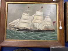 19th cent. English School: Schooner 'Prince Patrick' oil on canvas. Master Henry Patching in oak