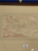 Nicolas Pocock (1740-1821): Watercolour wash landscape, label to reverse. Plus 19th cent. English