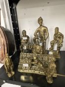 Brassware: Collection of brass figures of coal miners, one signed FWA 19/81. (7)
