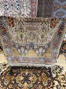 Carpets & Rugs: 20th cent. Persian silk rug, possibly Nain, central geometric panel with stylised