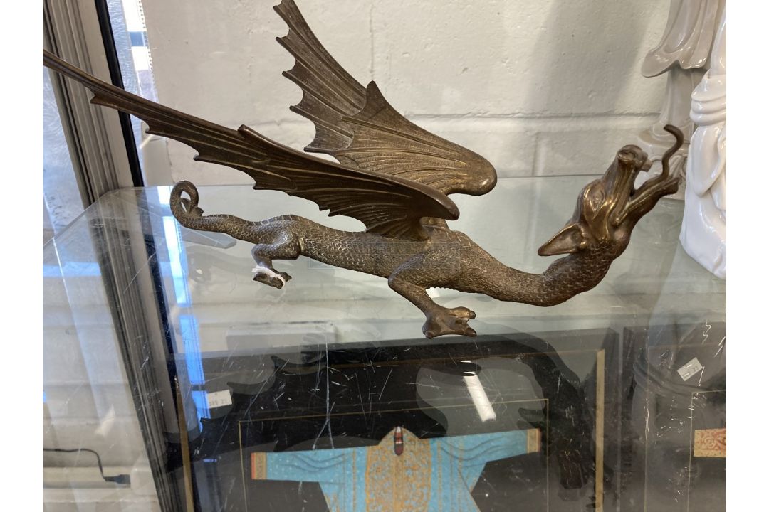 20th cent. Cast bronze dragon. 13ins. - Image 2 of 2
