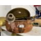 20th cent. Metalware, copper preserve pan 17ins, copper saucepan, candlesticks and other - Image 1 of 2
