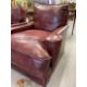 Pre-war red leather club chairs in the style of Howard & Co. Re upholstered in traditional wine - Image 2 of 4