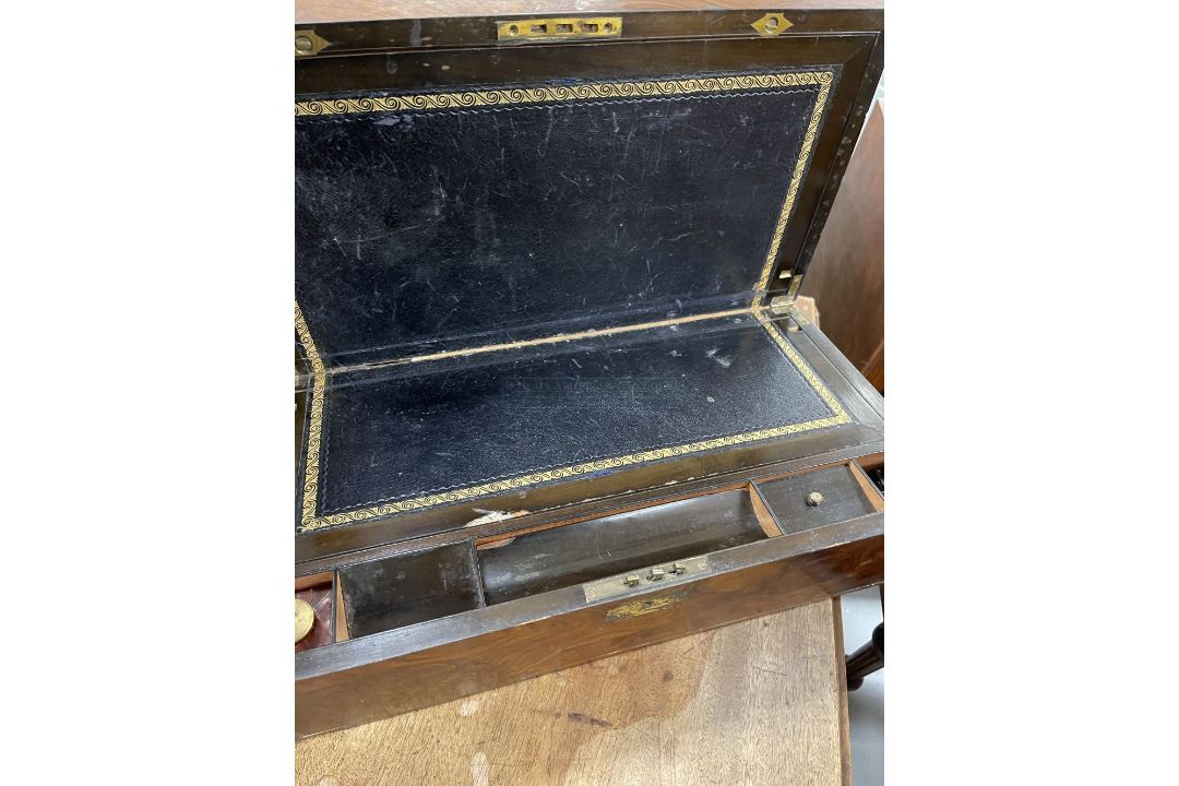 19th cent. Mahogany writing slope, inset brass plaque and fitted interior. 19ins. x 8ins. x 10ins. - Image 2 of 2
