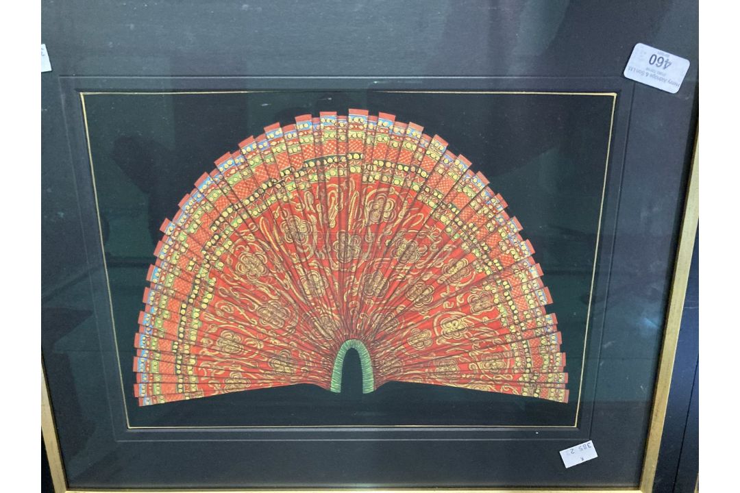 Indo - Chinese School: 20th cent. Blouse/shirt, frilled collar in red, gold, green, black and - Image 3 of 4