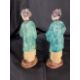 Early 19th cent. Chinese terracotta figures, man and woman dressed in polychrome kimono. Approx. - Image 2 of 3