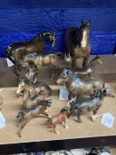 20th cent. ceramics: Beswick Shire Horse Standing No. 818, Foal No. 915 A/F, Bay Foal Standing,