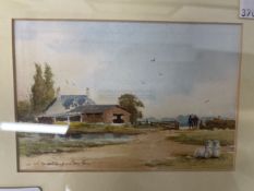 English School: Watercolours in glazed oak frames possibly by David Newton, a pair. Countryside