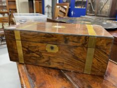 19th cent. Figured mahogany brass bound writing box. 18ins. x 9½ins.