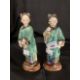 Early 19th cent. Chinese terracotta figures, man and woman dressed in polychrome kimono. Approx. - Image 1 of 3