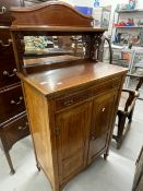 Early 20th cent. Sheraton revival dwarf mahogany mirror back chiffonaire with inlaid boxwood and
