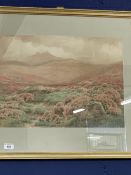 Bertram Moorish watercolour landscape, signed B. Moorish, framed and glazed. 20ins. x 14ins.