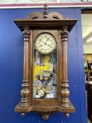 Clocks: 20th cent. Oak Vienna Regulator style. 29ins.