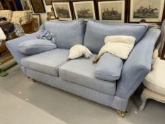 Late 20th cent. York Knowle sofa with front castors and rope ties. Approx. 78ins. long.