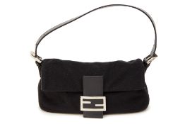 A FENDI BLACK FELT BAG