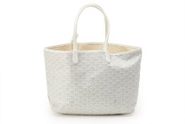 A GOYARD ST LOUIS PM WHITE GREY TOTE BAG