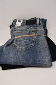 One as new G Raw slim jeans (Colour: dark aged. Size 31/32. Model: 3301.). One as new G Raw Midge