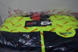 Five as new Flexitog hi-visibility coldstore jackets (XL, Stef monogram).