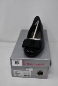 One as new Ros Hommerson Teddi low heeled shoe size 6.5W (colour: black patent). One as new Ros