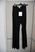 One as new Galvan London Satin Crepe high waisted satin black trousers size 40 (100COTR300201BK).