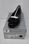 One as new Ros Hommerson Teddi low heeled shoe size 9W (colour: black patent). One as new Ros
