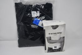One as new G Raw Basic Round Neck black t-Shirt size S (pack of two). One as new Adidas black