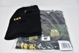 One as new RMR Dealer Photo t-shirt size L. One as new RMR balaclava hat.