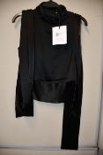 One as new Galvan London Satin Luna black top size 40 (120SETPSS601001BK).