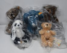 Two as new Steiff Teddies Terry braun meliert , one small as new Steif teddy fynn beigh bear, one as