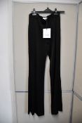 One as new Galvan London Satin Crepe high waisted satin black trousers size 42 (100COTR300201BK).