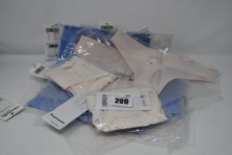 Three as new Passionata pearl thongs size L. Two as new Chantelle Softstretch pink thongs (one