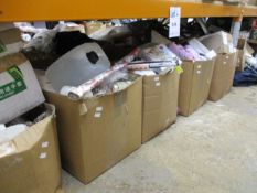 Five boxes of miscellaneous items to include stationery and hand tools.