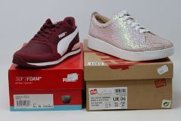 A pair of as new Fitflop Rally Exotic sneakers (EU 39) and a pair of Puma ST Runner v2 NL