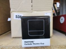 Six individually boxed as new Pantone Cortado Thermo cups in yellow.