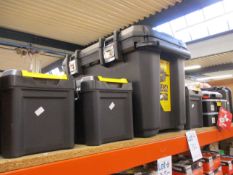 Nine miscellaneous toolboxes to include a Stanley Promobile Jobchest and three Stanley 19