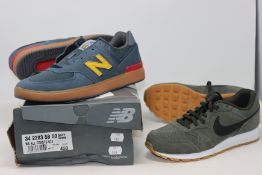 A pair of as new green Nike Runner 2 (UK7 unboxed) trainers, a pair of as new New Balance All Coasts